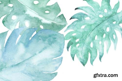 CreativeMarket Watercolor Clipart Jade Green 587419