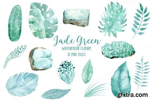 CreativeMarket Watercolor Clipart Jade Green 587419