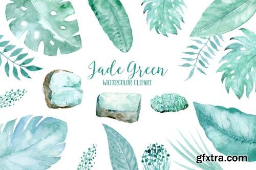 CreativeMarket Watercolor Clipart Jade Green 587419