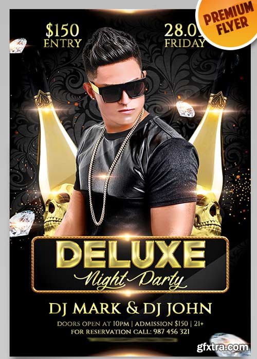 Deluxe Night Party Flyer PSD Template + Facebook Cover