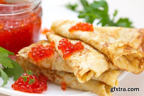 Pancakes with Red Caviar - 7 UHQ JPEG