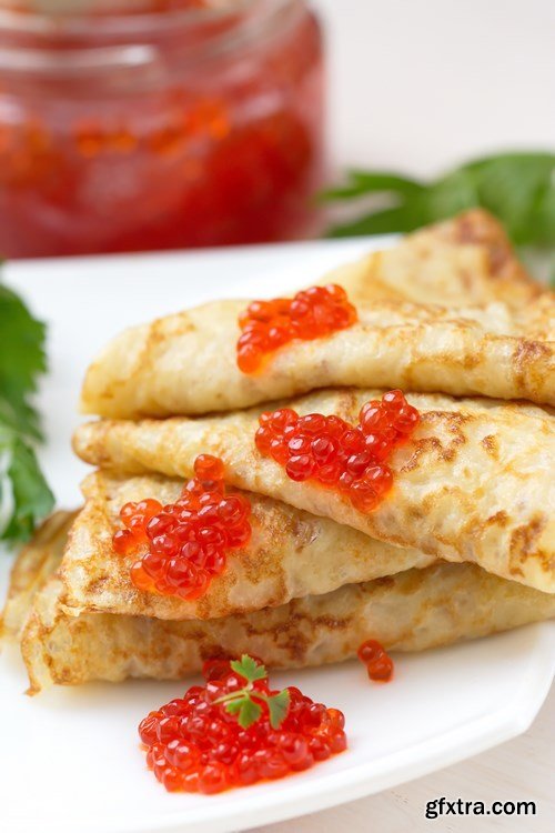 Pancakes with Red Caviar - 7 UHQ JPEG