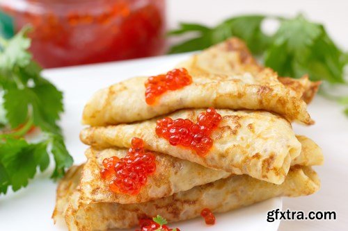 Pancakes with Red Caviar - 7 UHQ JPEG