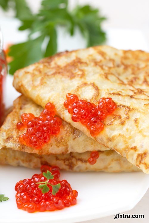 Pancakes with Red Caviar - 7 UHQ JPEG