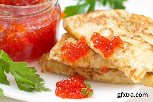 Pancakes with Red Caviar - 7 UHQ JPEG