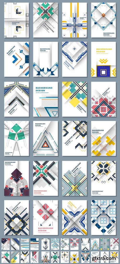 Abstract Backgrounds Set. Geometric Shapes and Frames for Presentation, Annual Reports, Flyers, Brochures, Leaflets, Posters, Business Cards and Document Cover Pages Design