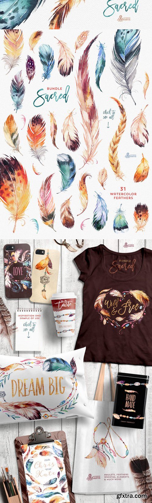 CM - Sacred. Watercolor Tribal Bundle 587592