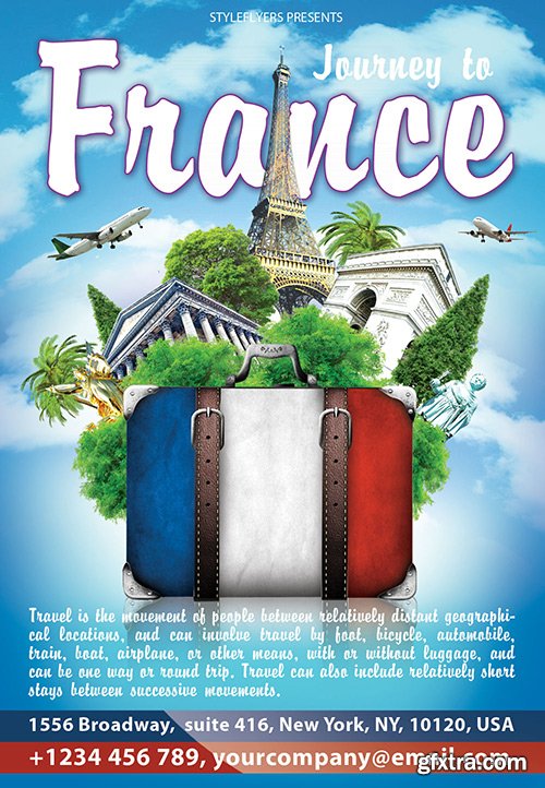 Journey to France PSD Flyer Template + Facebook Cover