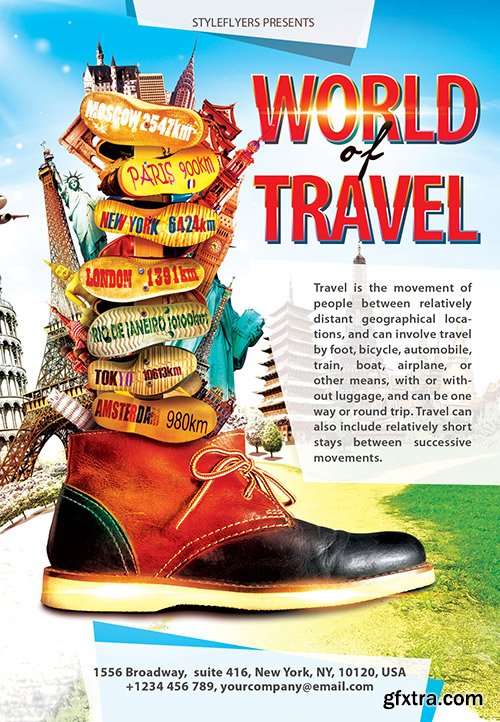 World of Travel PSD Flyer Template + Facebook Cover