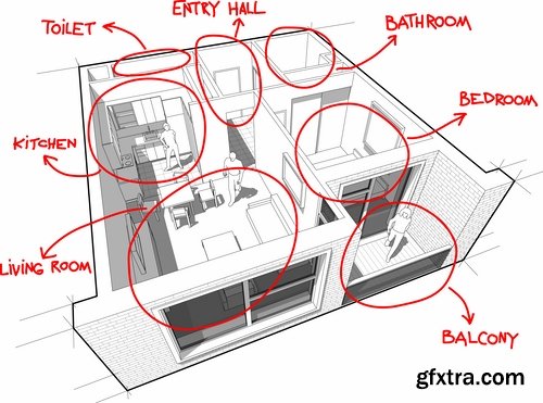 Collection interior plan apartment 25 EPS