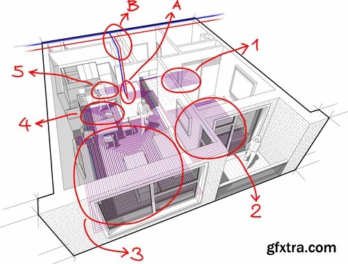 Collection interior plan apartment 25 EPS