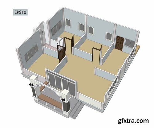 Collection interior plan apartment 25 EPS