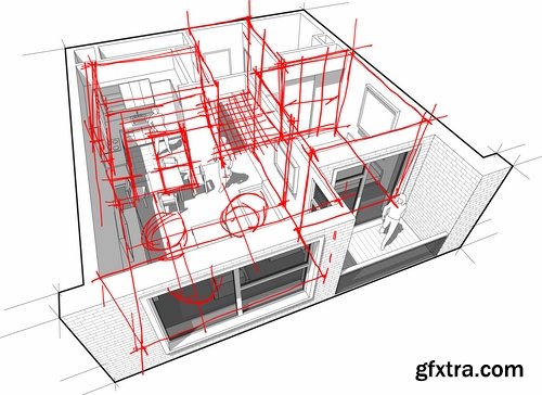 Collection interior plan apartment 25 EPS