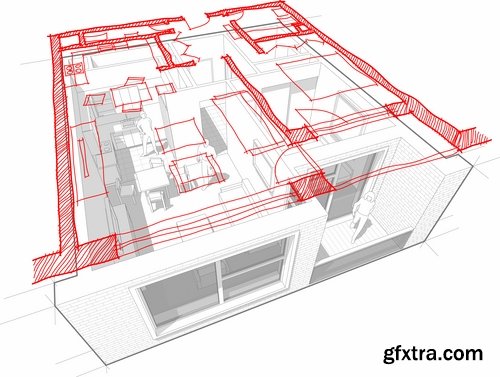 Collection interior plan apartment 25 EPS