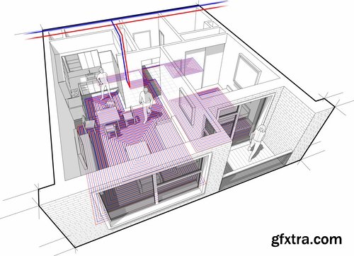 Collection interior plan apartment 25 EPS