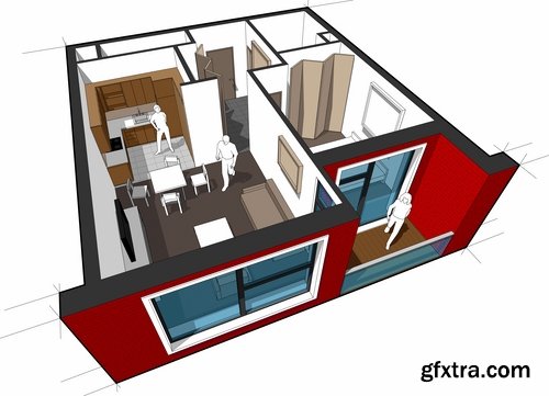 Collection interior plan apartment 25 EPS