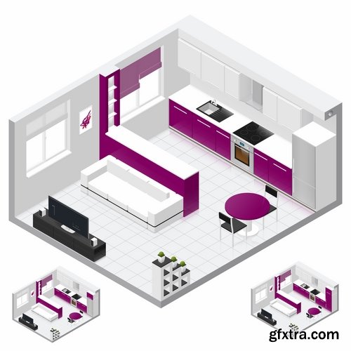 Collection interior plan apartment 25 EPS