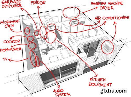 Collection interior plan apartment 25 EPS