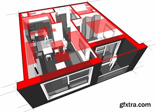 Collection interior plan apartment 25 EPS