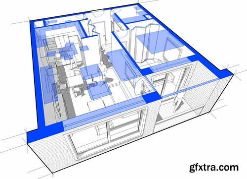 Collection interior plan apartment 25 EPS