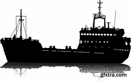 Collection of detailed ship model silhouette tanker barge steam freighter 25 EPS