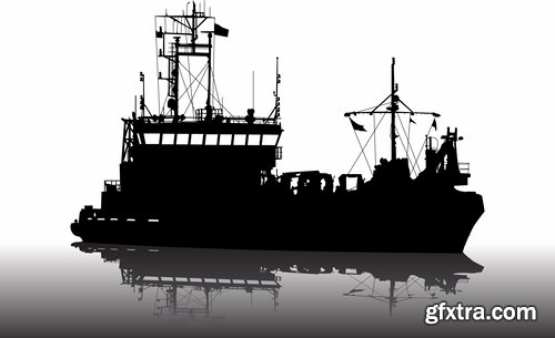 Collection of detailed ship model silhouette tanker barge steam freighter 25 EPS