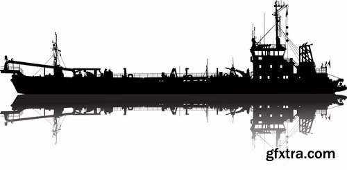 Collection of detailed ship model silhouette tanker barge steam freighter 25 EPS