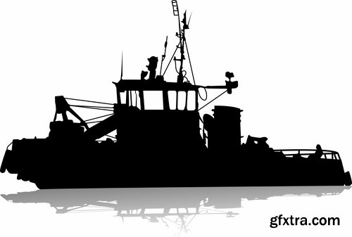 Collection of detailed ship model silhouette tanker barge steam freighter 25 EPS