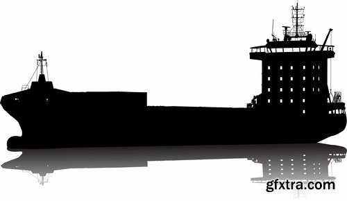 Collection of detailed ship model silhouette tanker barge steam freighter 25 EPS