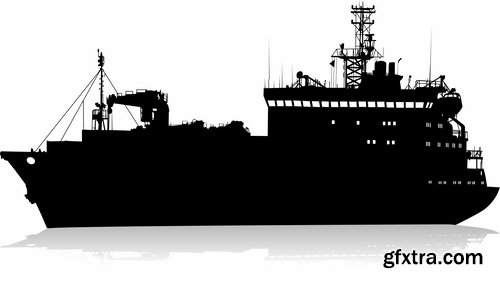 Collection of detailed ship model silhouette tanker barge steam freighter 25 EPS