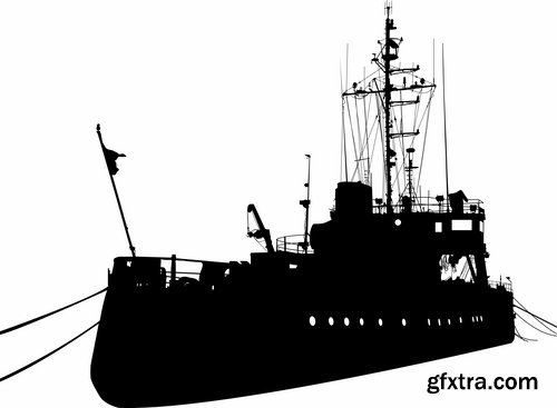 Collection of detailed ship model silhouette tanker barge steam freighter 25 EPS