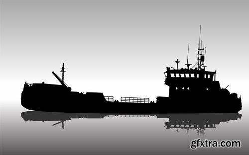 Collection of detailed ship model silhouette tanker barge steam freighter 25 EPS