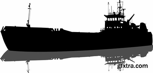 Collection of detailed ship model silhouette tanker barge steam freighter 25 EPS