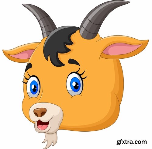 Collection of of animal head cartoon vector image 25 EPS