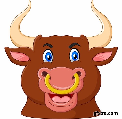 Collection of of animal head cartoon vector image 25 EPS