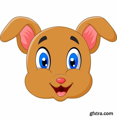 Collection of of animal head cartoon vector image 25 EPS