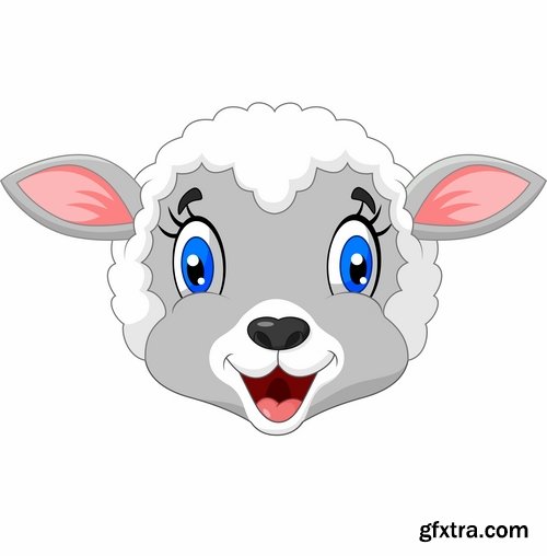 Collection of of animal head cartoon vector image 25 EPS