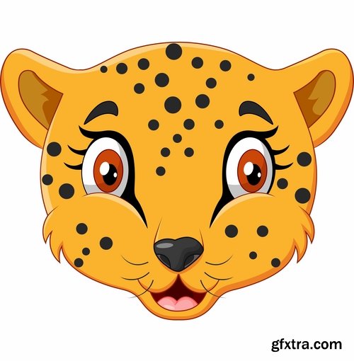 Collection of of animal head cartoon vector image 25 EPS