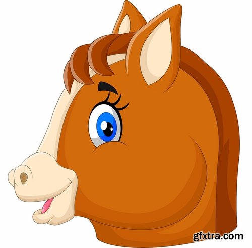 Collection of of animal head cartoon vector image 25 EPS