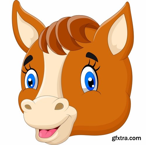 Collection of of animal head cartoon vector image 25 EPS