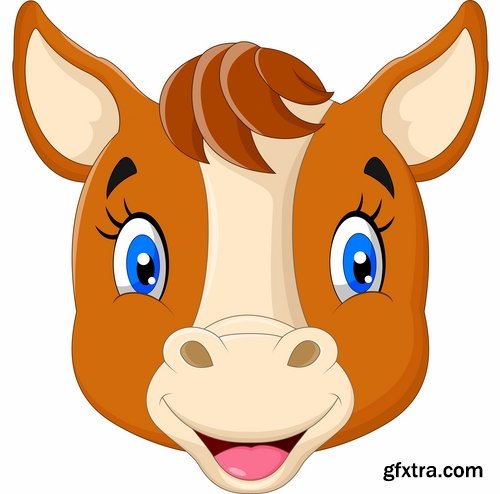 Collection of of animal head cartoon vector image 25 EPS