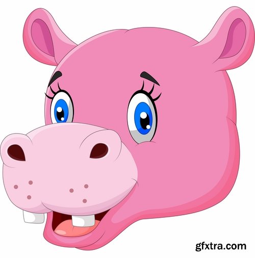 Collection of of animal head cartoon vector image 25 EPS