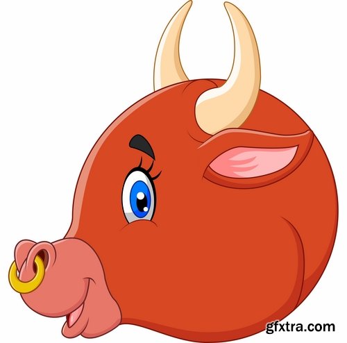 Collection of of animal head cartoon vector image 25 EPS