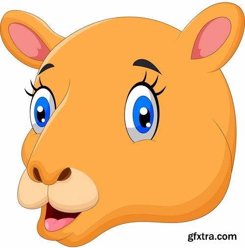 Collection of of animal head cartoon vector image 25 EPS