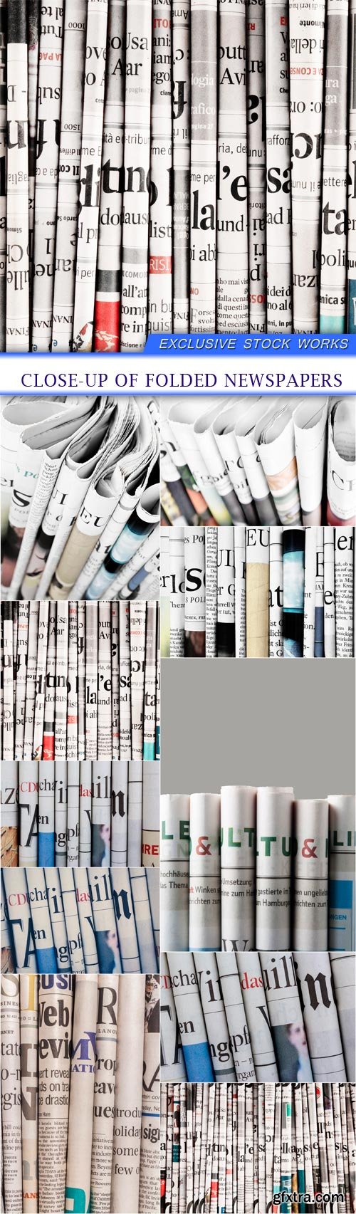 Close-up of folded newspapers 10X JPEG