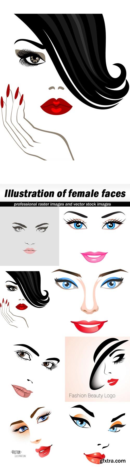 Illustration of female faces