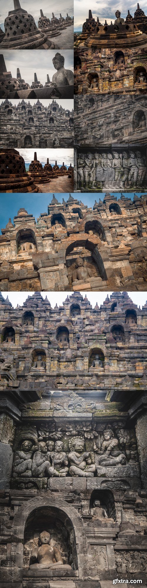 Heritage Buddist temple Borobudur complex in Yogjakarta