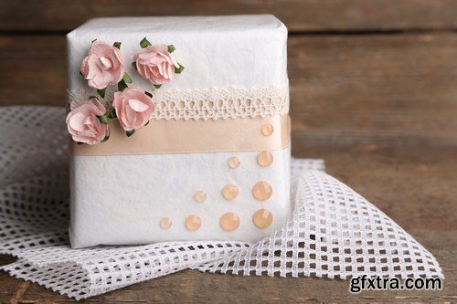 Gift box on a wooden background 13X JPEG