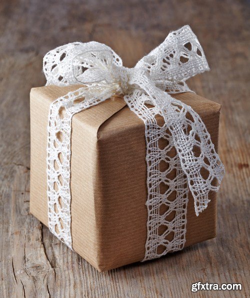 Gift box on a wooden background 13X JPEG