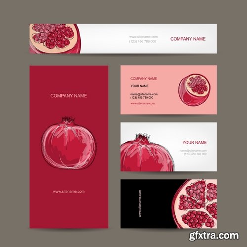 Collection of pomegranate juice garnet red rind seed vector image 25 EPS